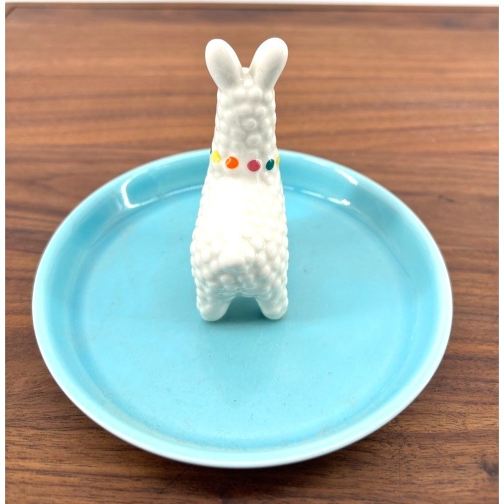 Ceramic Llama Trinket Dish Ring Tray Turquoise Boho Southwest Eclectic Whimsical - Picture 5 of 7